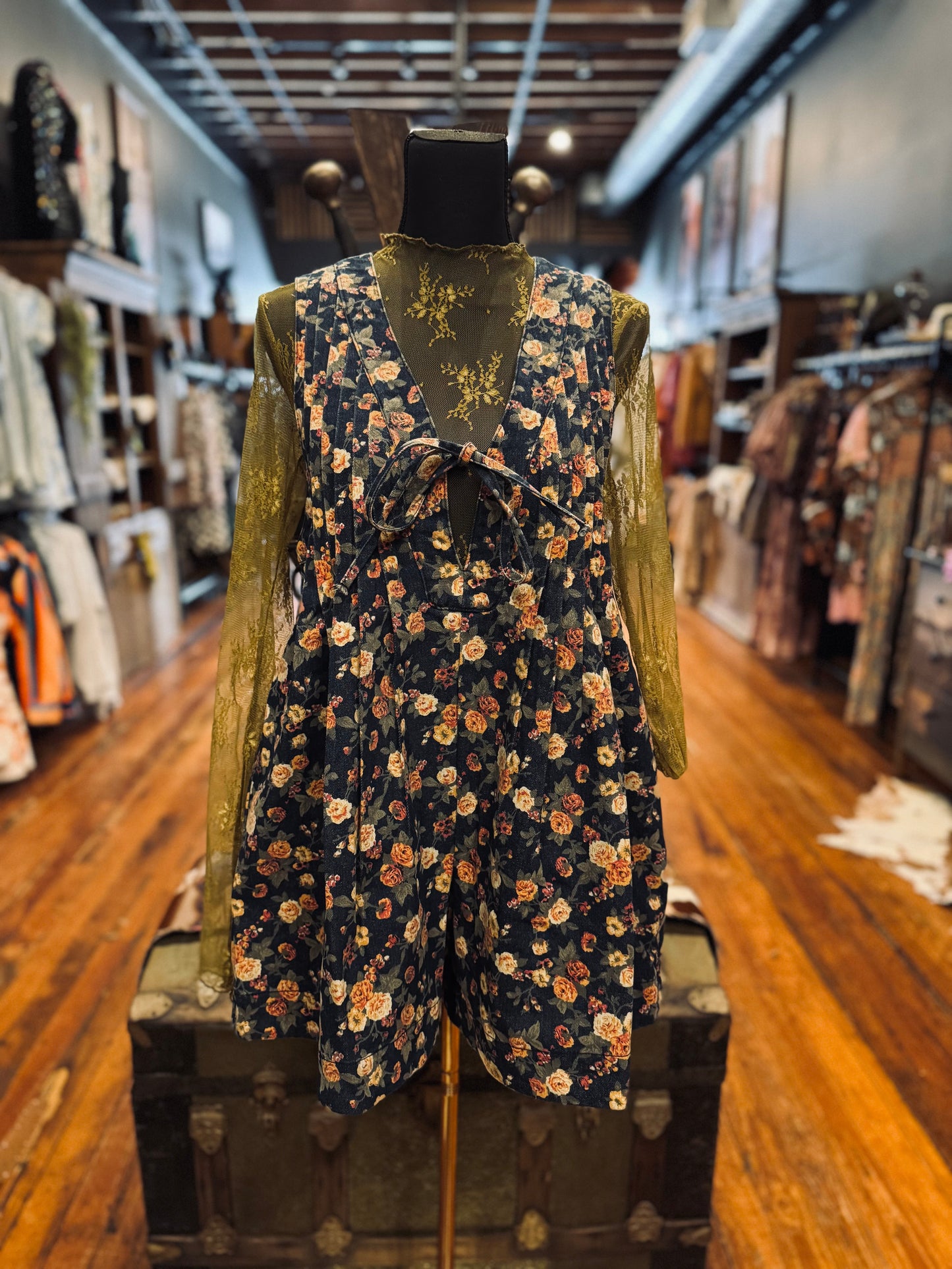 Cactus Lane Floral - Deep Denim Romper