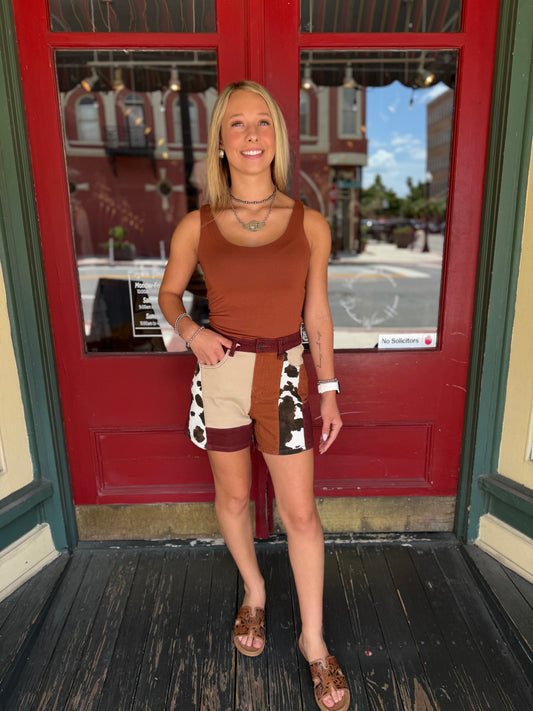 The Georgia Mae – Cowhide Wide Leg Shorts