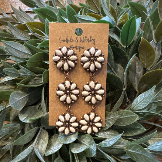Button Blossom - Copper Earrings