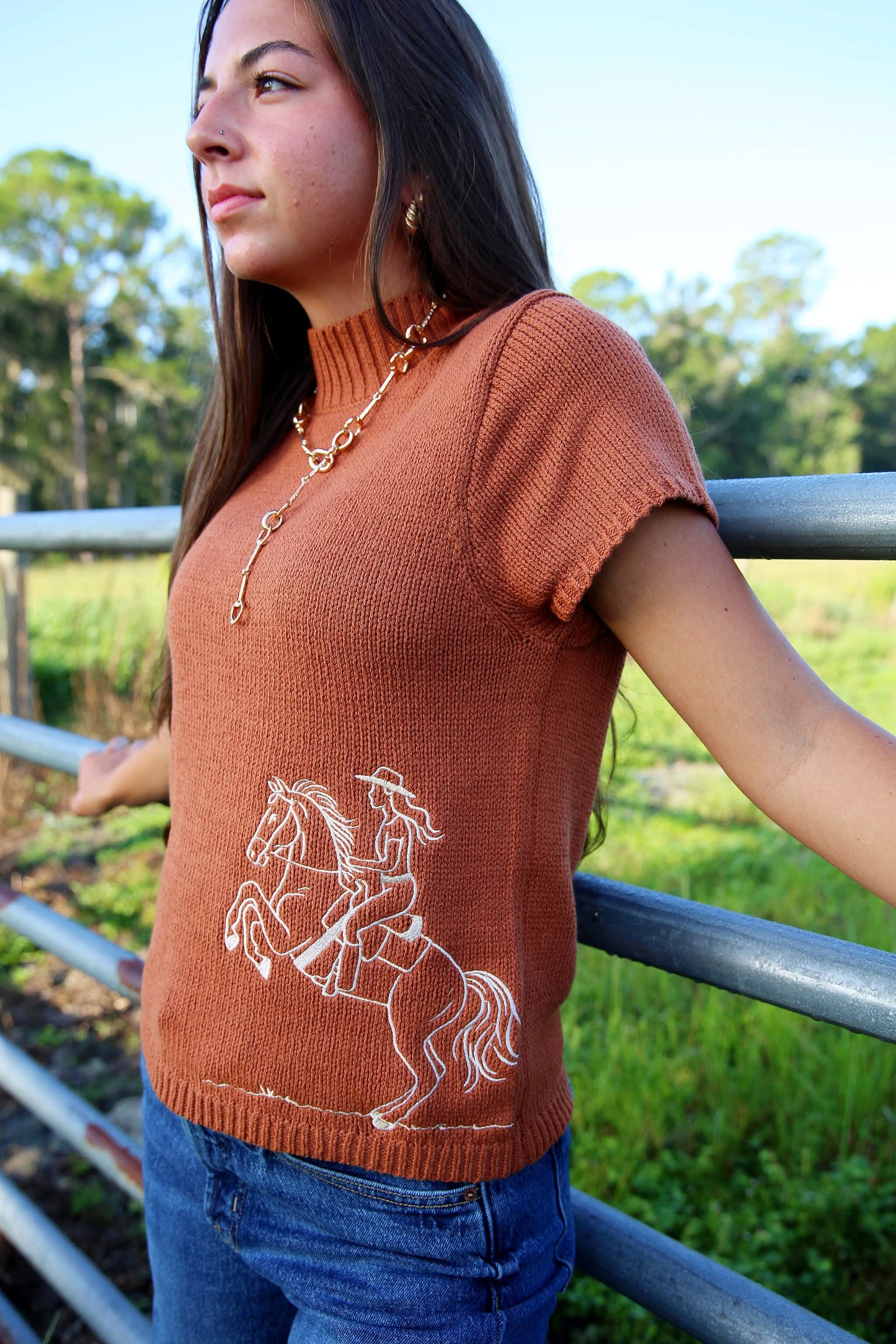 Rustic Reins – Rust Mock Neck