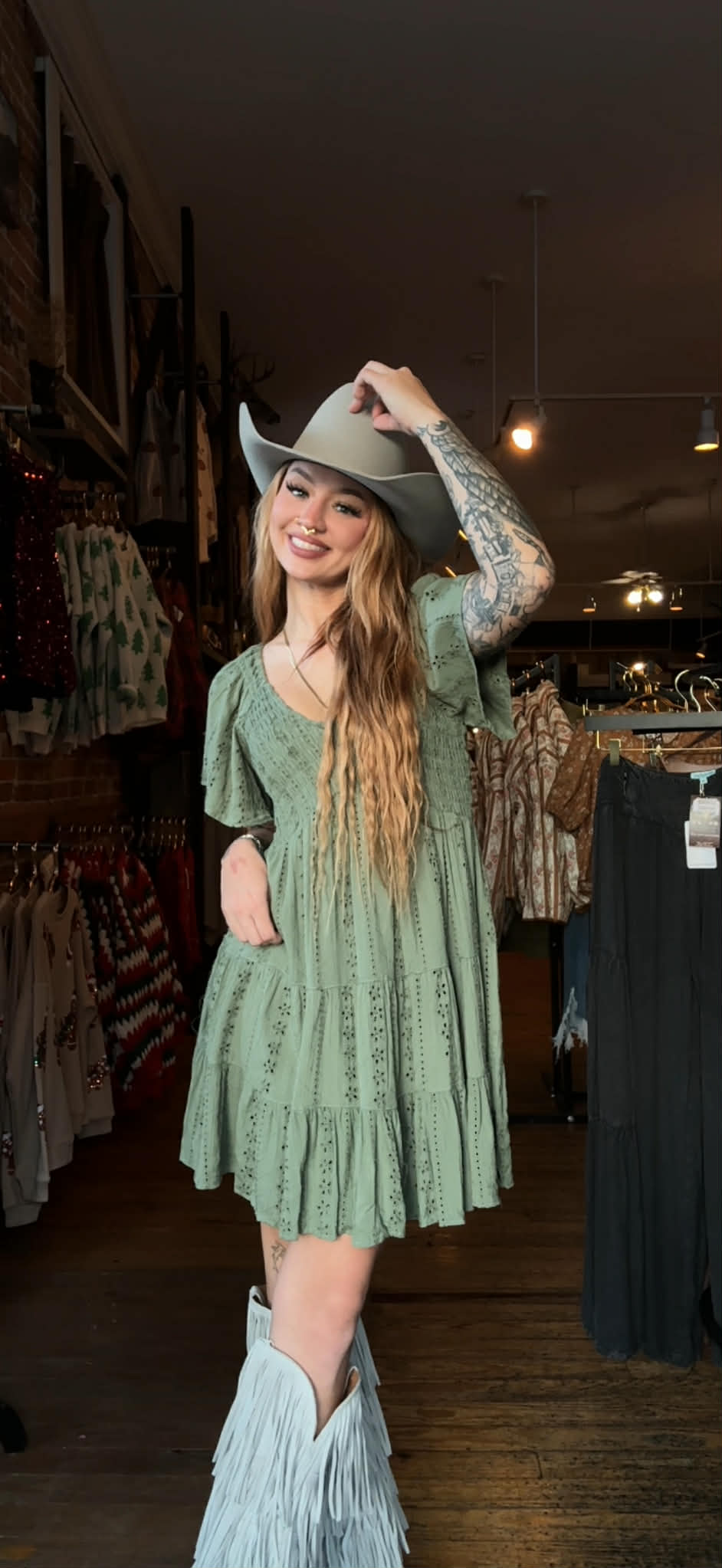 Sagebrush Sweetheart - Olive Mini Dress