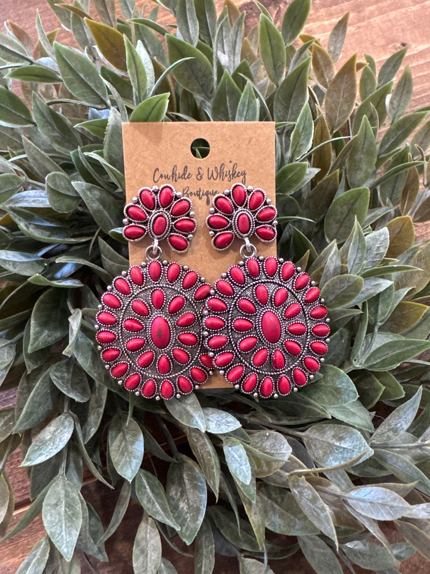 Maroon Concho - Earrings