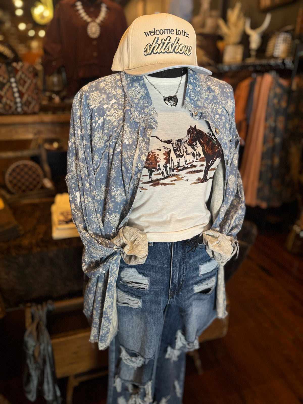 Dusty Bandana – Blue Paisley Top