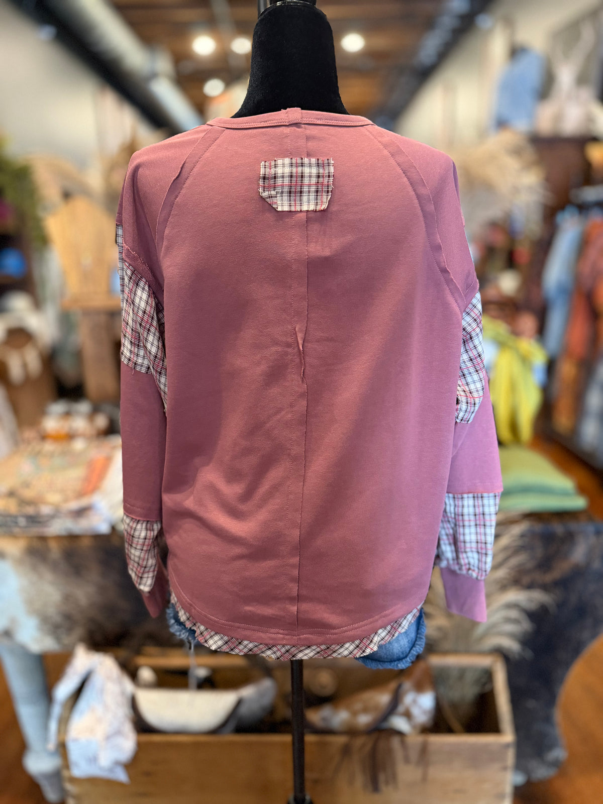 Stitched in Stars – Brick Plaid Top