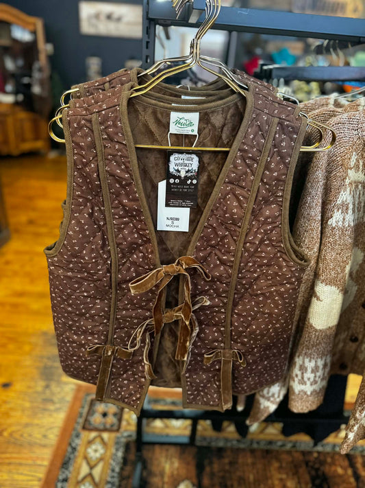 Wildflower Trail- Quilted Front Tie Vest