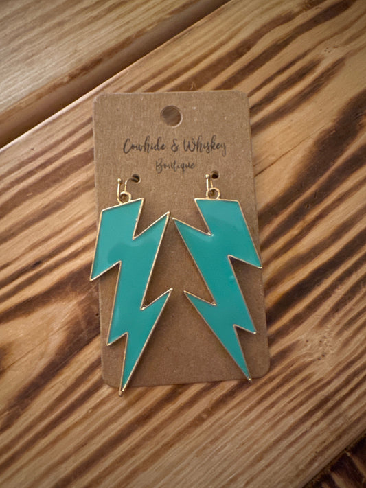 Teal Total Bolt - Earrings