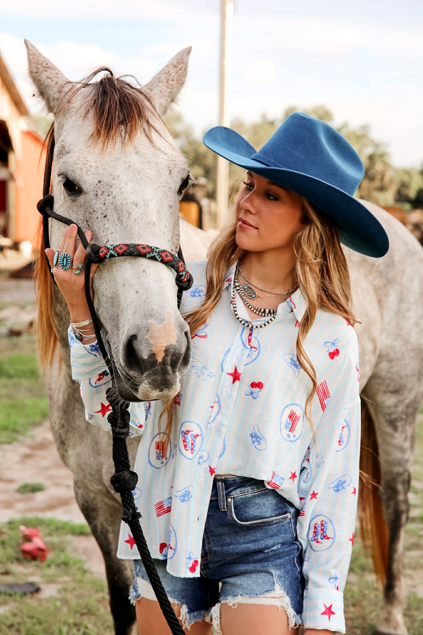 Southern Glory – Baby Blue Stripe Button Up