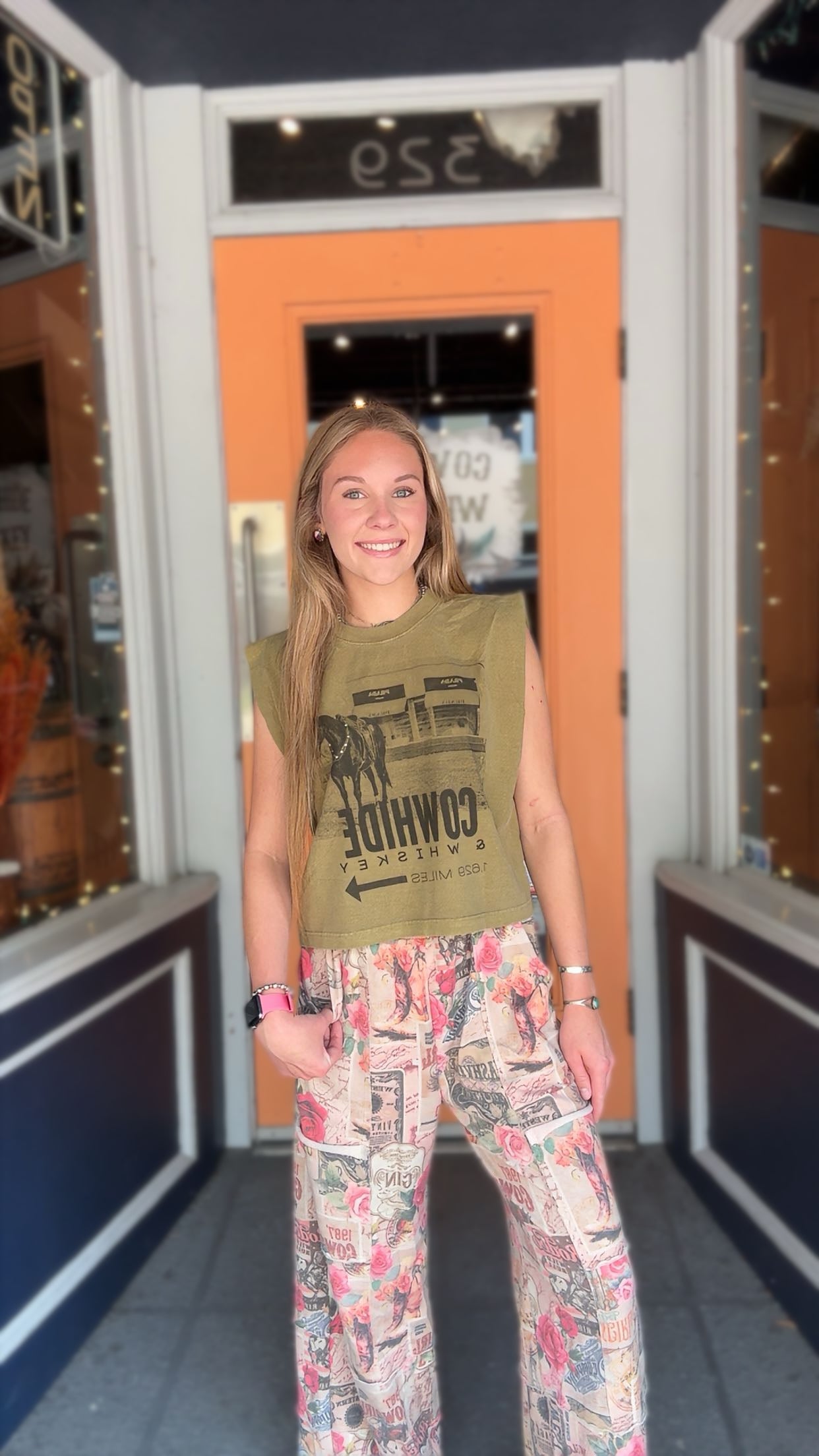 Downtown Cowgirl – Olive Muscle Tank