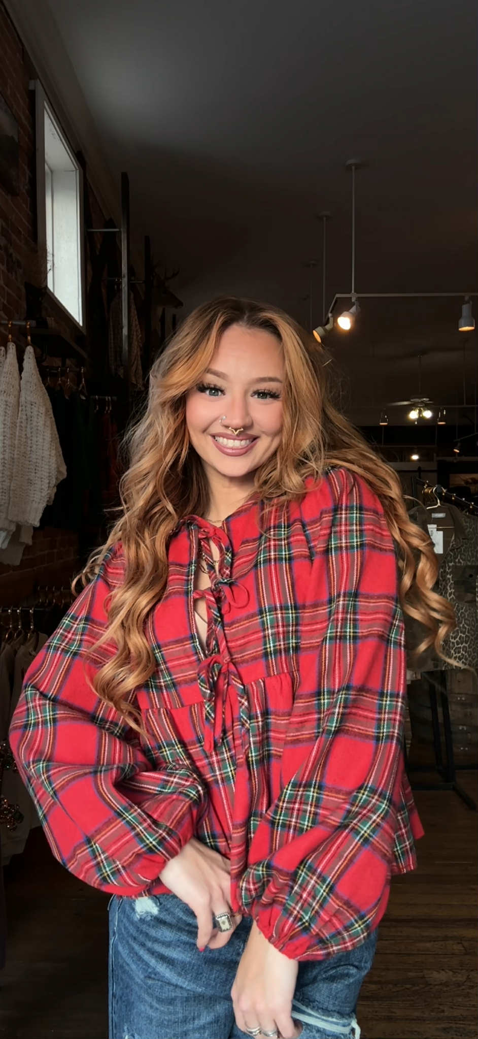 Tinsel & Ties – Christmas Plaid Top