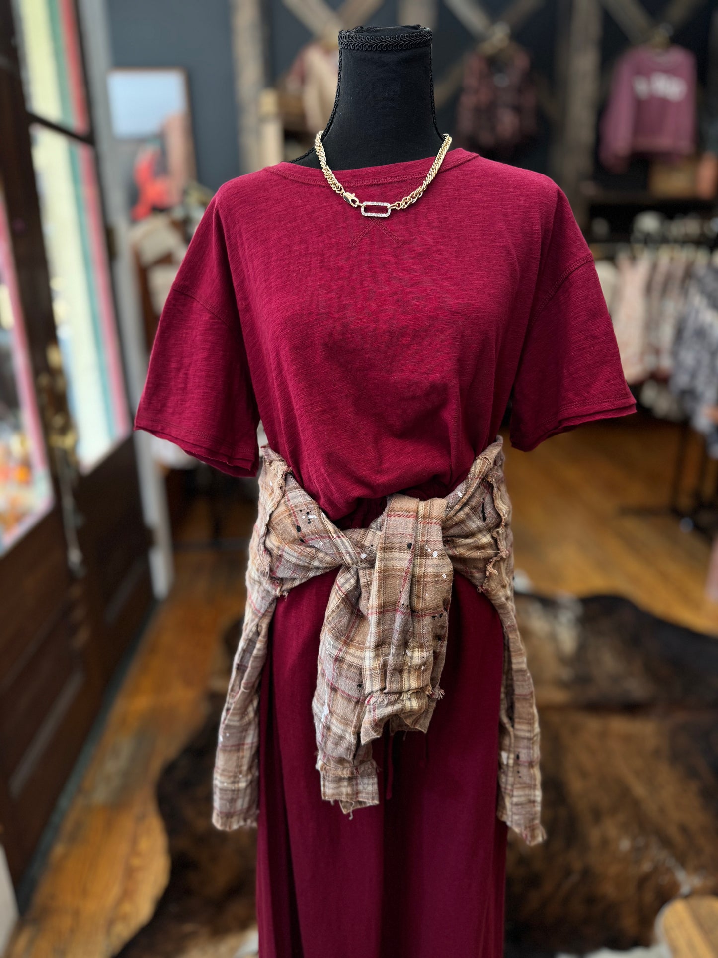 Cabernet Season – Textured S/S Pant Lounge Set