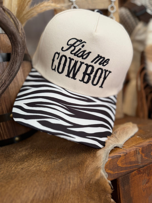 Kiss Me Cowboy – Zebra Canvas Hat