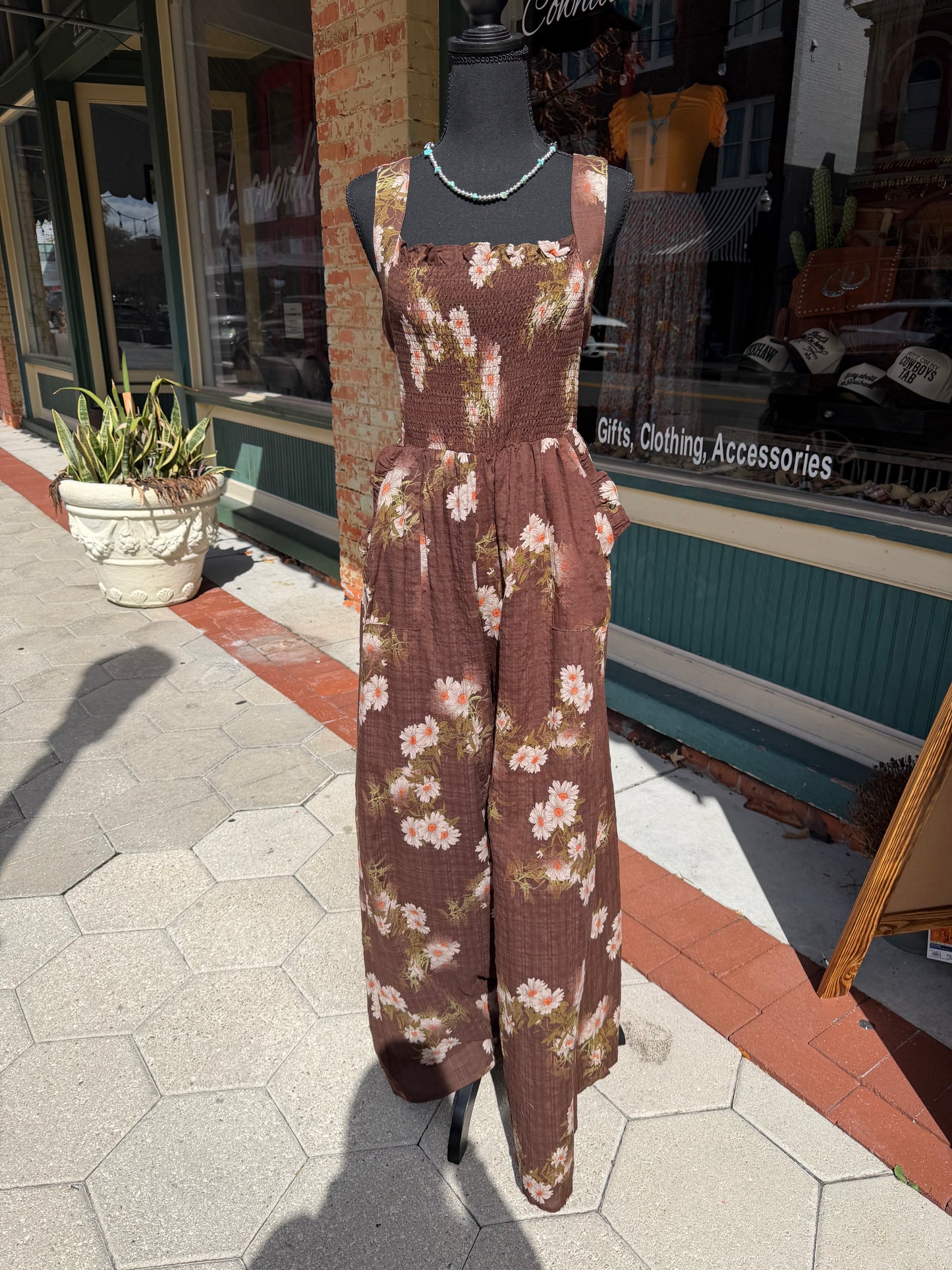 Rustic Petals – Brown Jumpsuit
