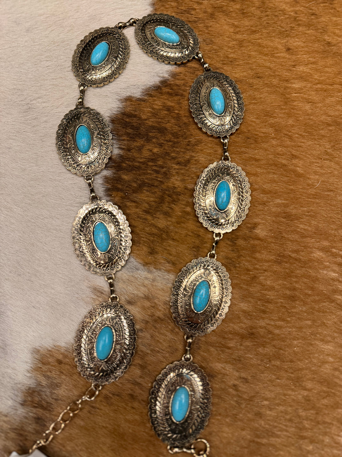 Gold & Turquoise Concho Belt