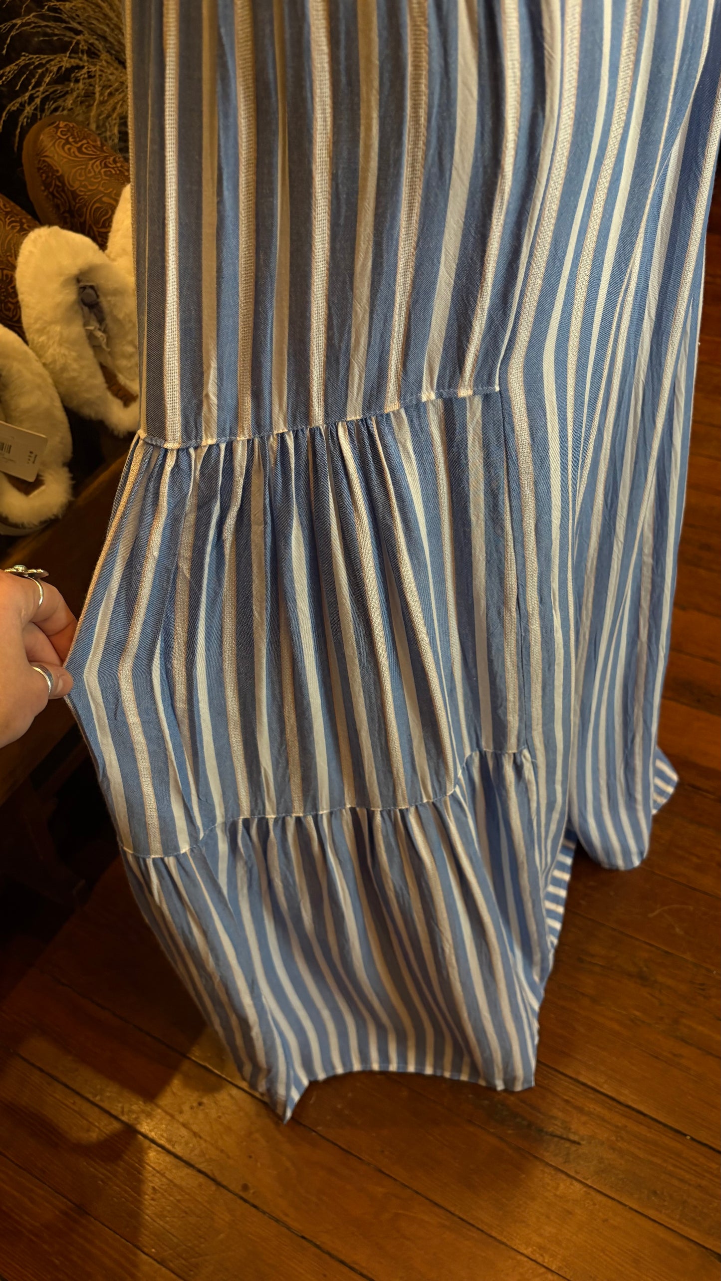 Coastal Melody – Blue Tiered Boho Wide Leg Pants