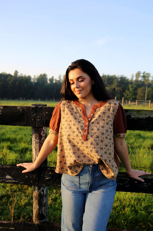 Autumn Keepsake – Mocha Gauze Top
