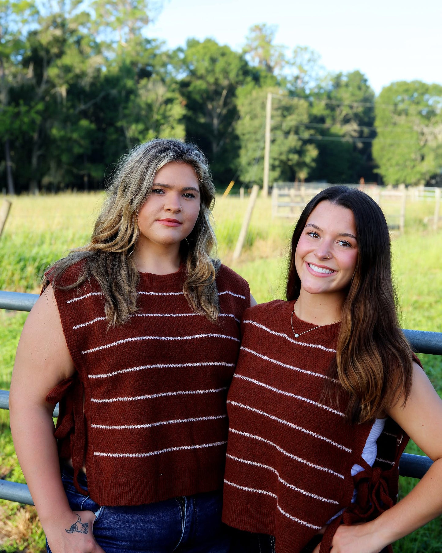 Fire Cider – Rust Striped Tie Sweater Vest