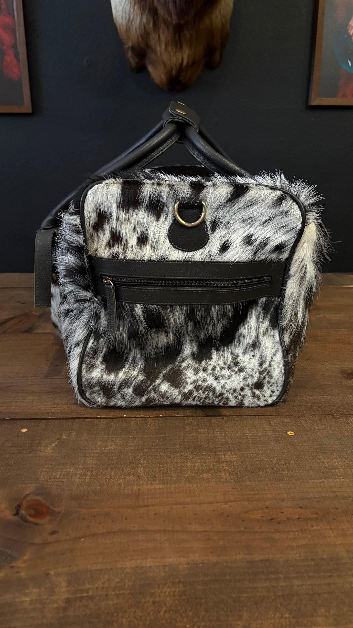 Classic B&W Cowhide Duffle Bag - XL