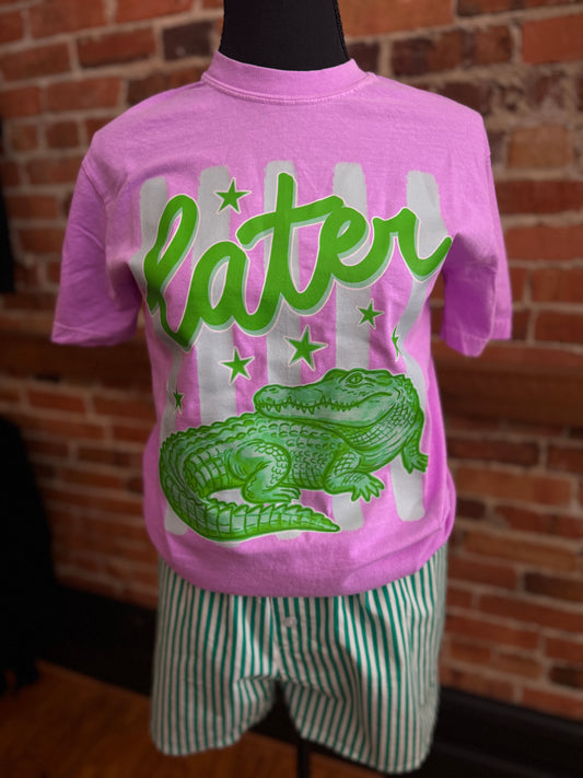 Watercolor Later Gator - Neon Purple Graphic Tee