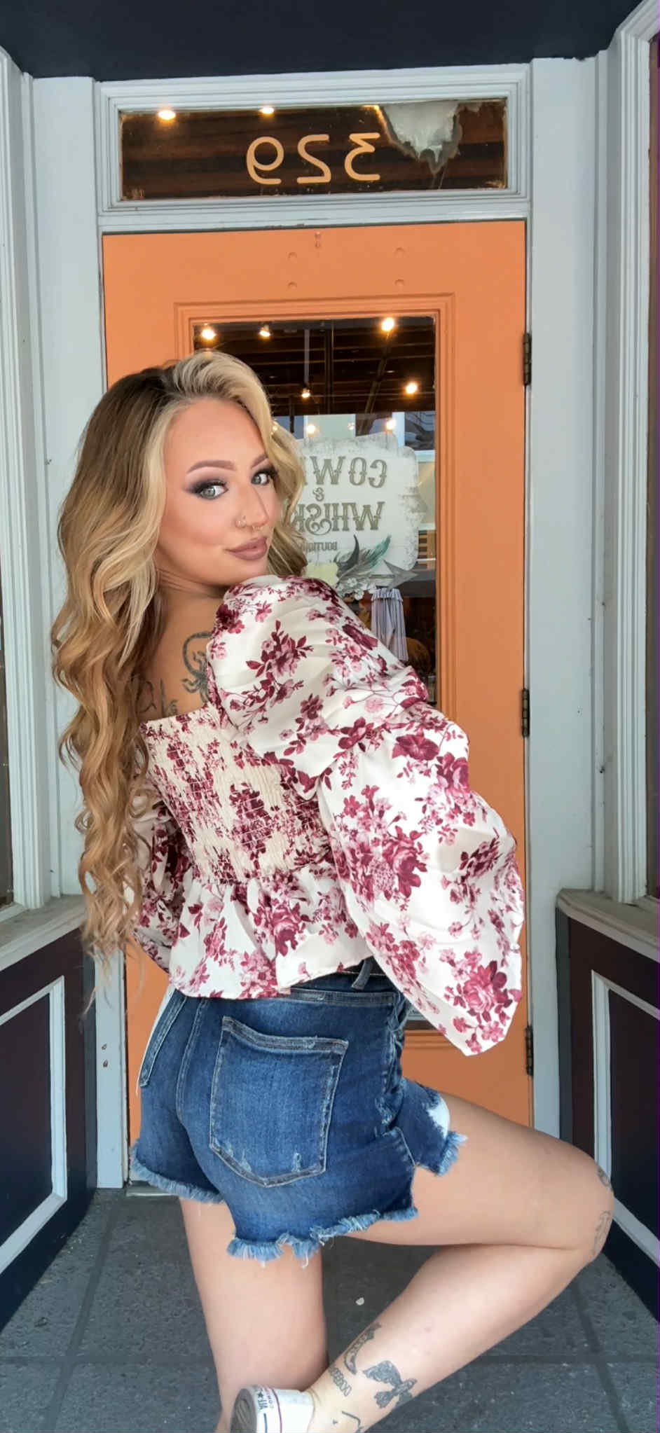 Rose Hip - Maroon/Ivory Floral Top