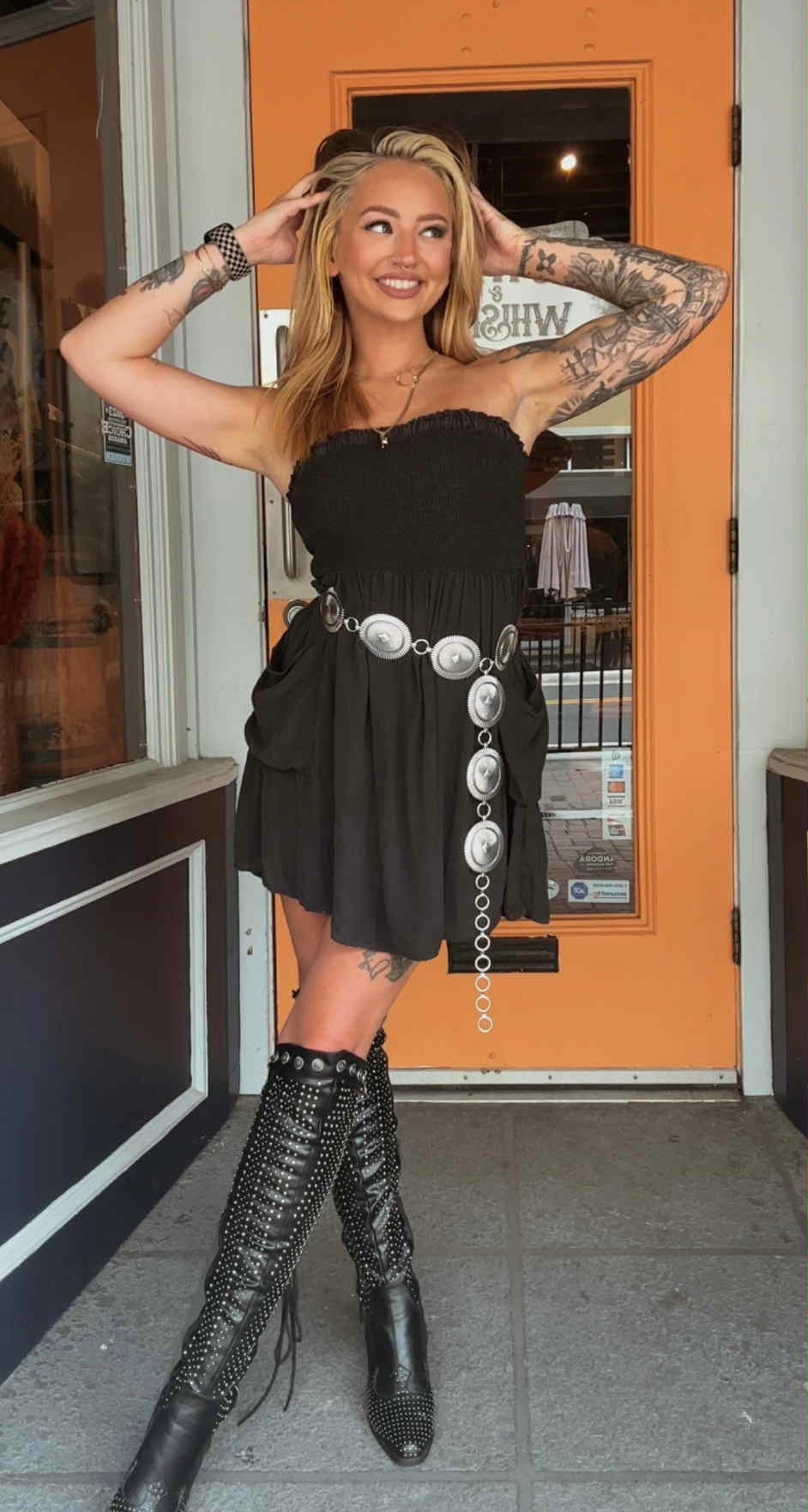 Smokin' Coal - Black Acid Wash Mini Dress