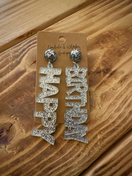 Happy Birthday Silver - Earrings