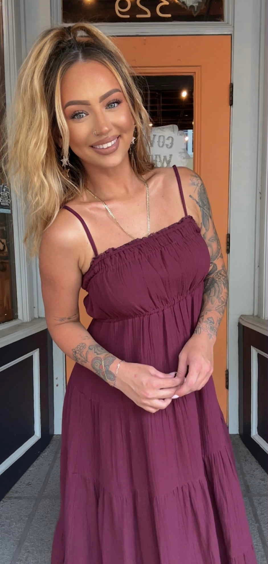 Sundown Merlot - Plum Maxi Dress