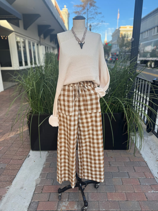 Saddle Check – Brown Gingham Pants
