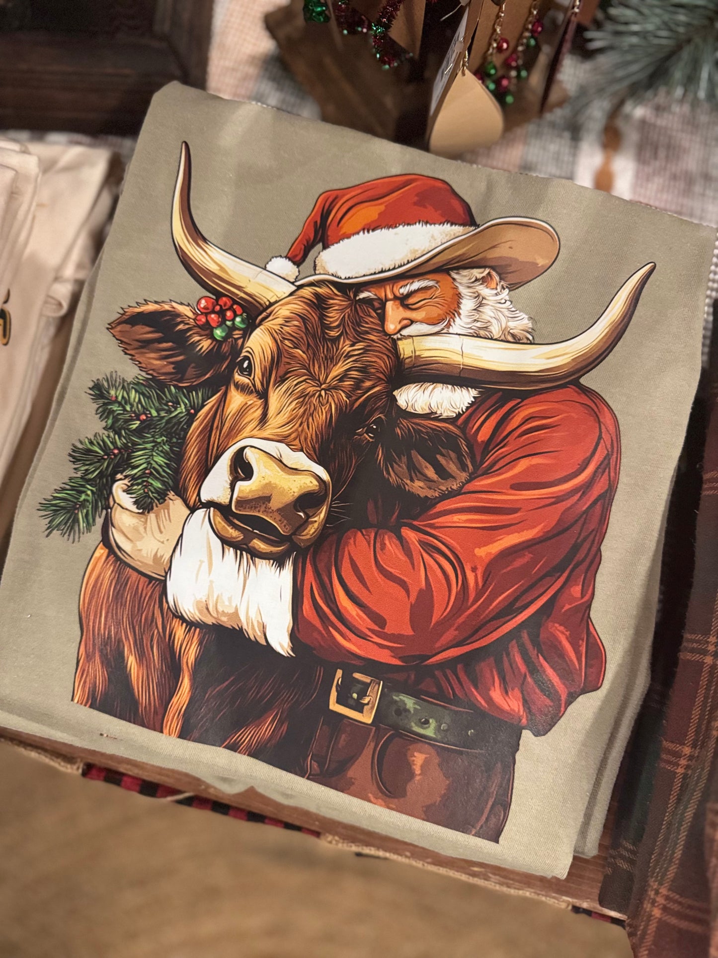 Santa Hugs - Sandstone Graphic Tee