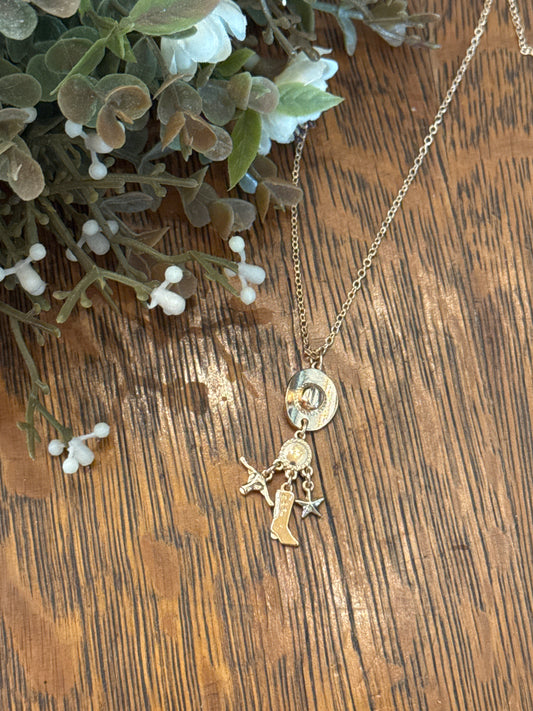 Hanging Hat Charm - Gold Necklace