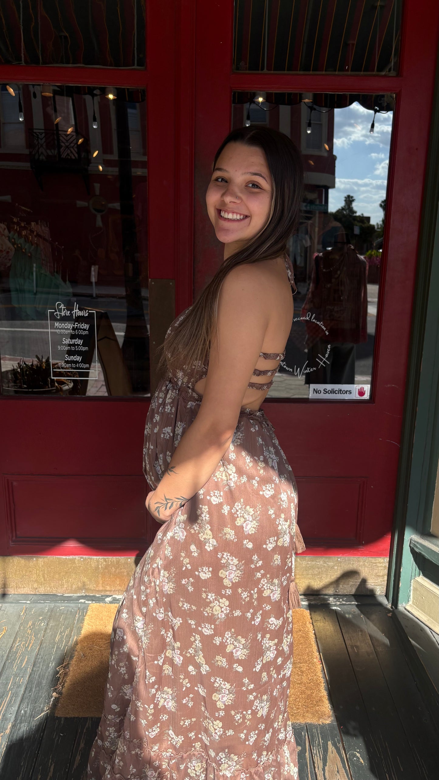 Cocoa Petals – Brown Floral Dress