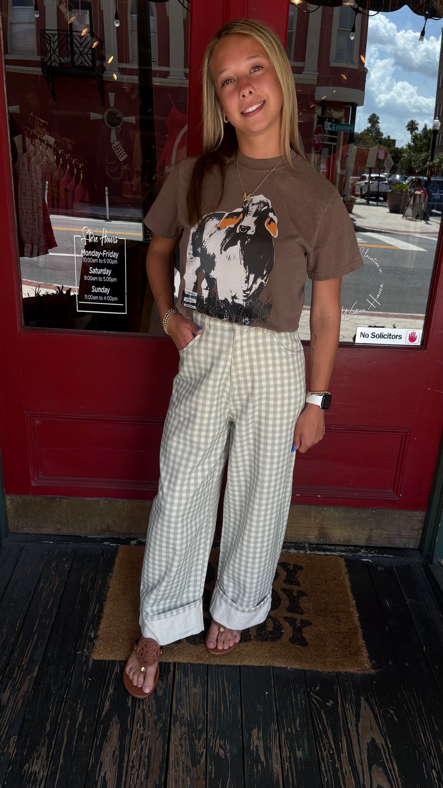 Farmhouse Check – Barrel Jeans