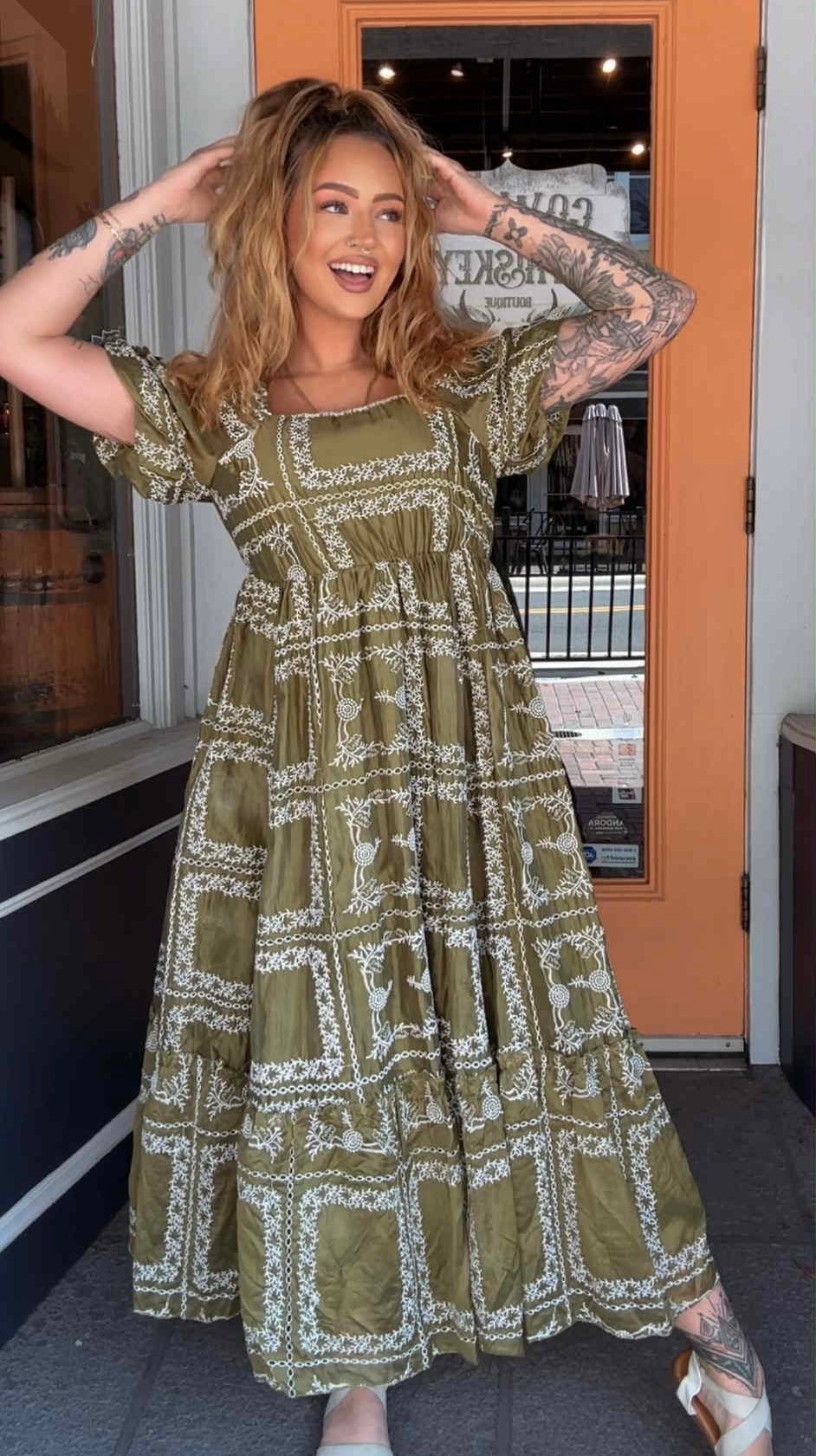 Olive Harvest - Olive Midi Dress