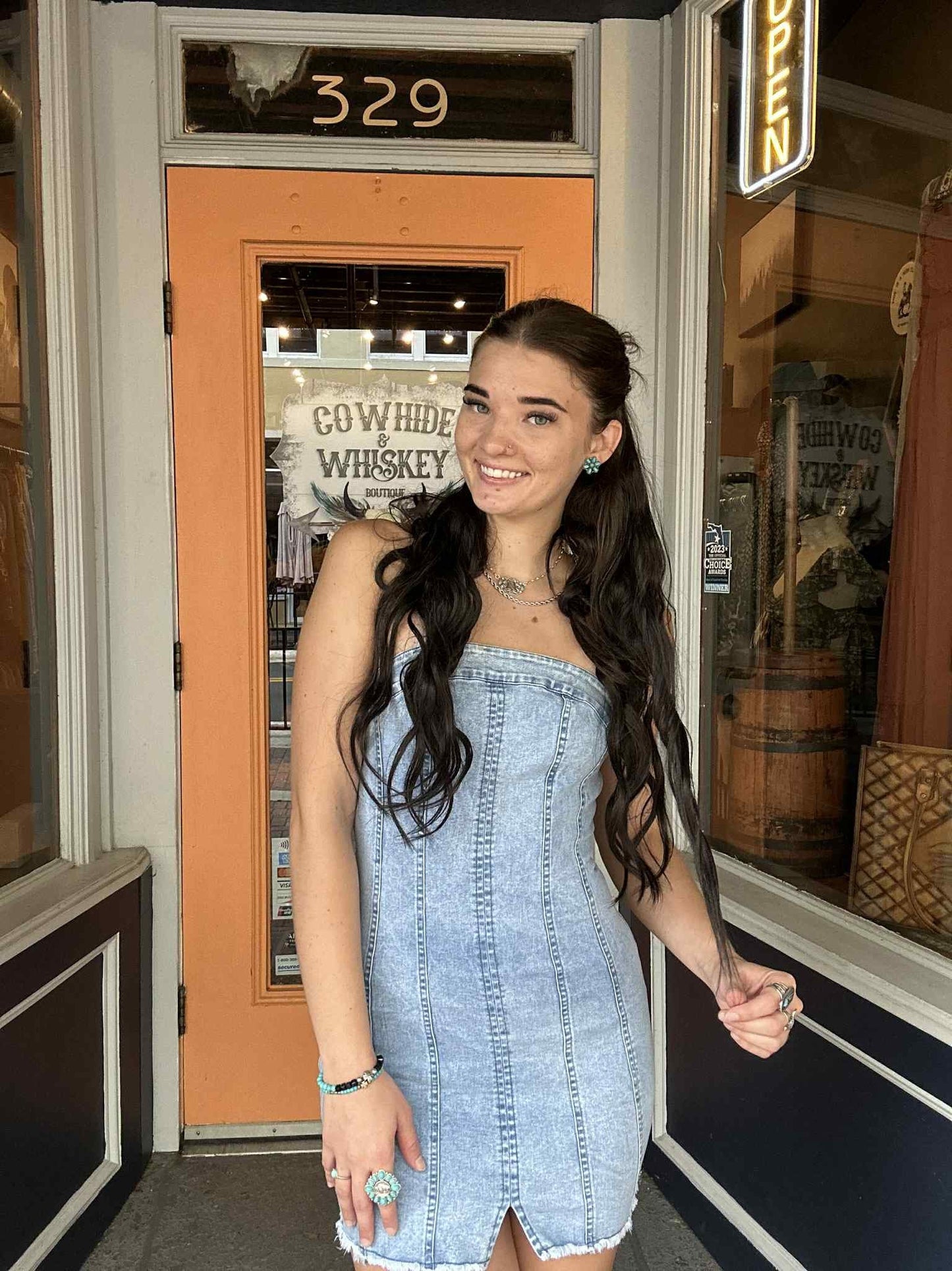 Cowgirl Curve - Denim Body-Con Dress