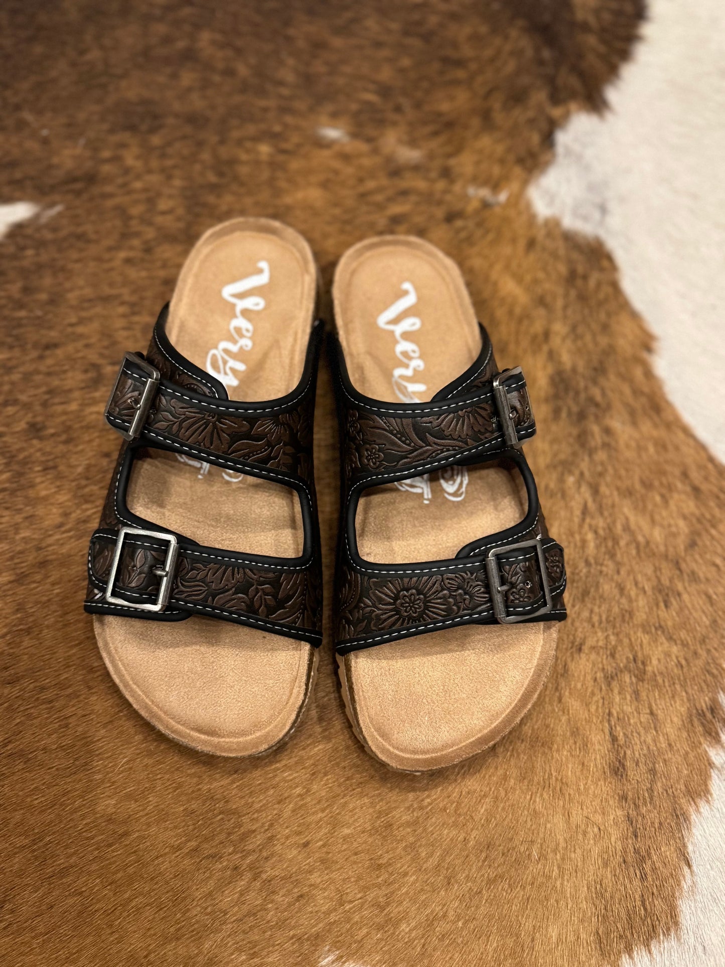Saddle Trails - Tooled Memory Foam Sandals
