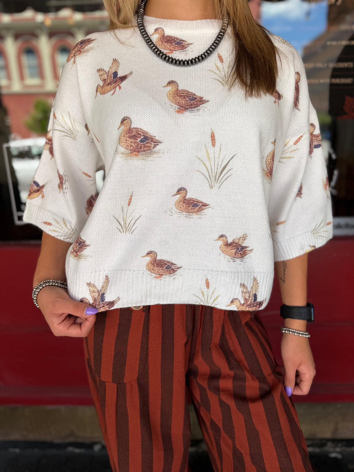 Mallard Landing – Ivory Sweater Top