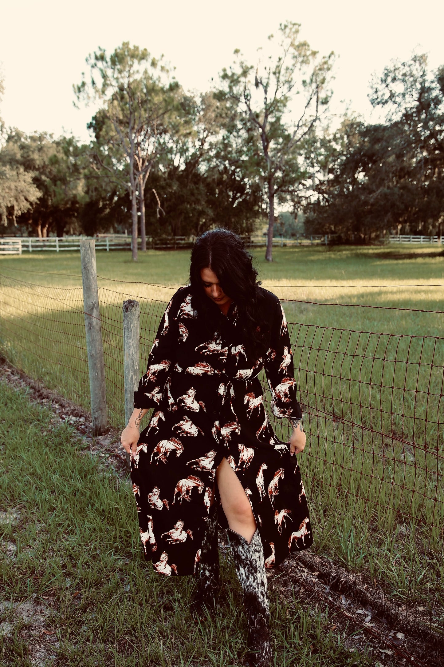 Wild Mustang – Black Button Down Dress