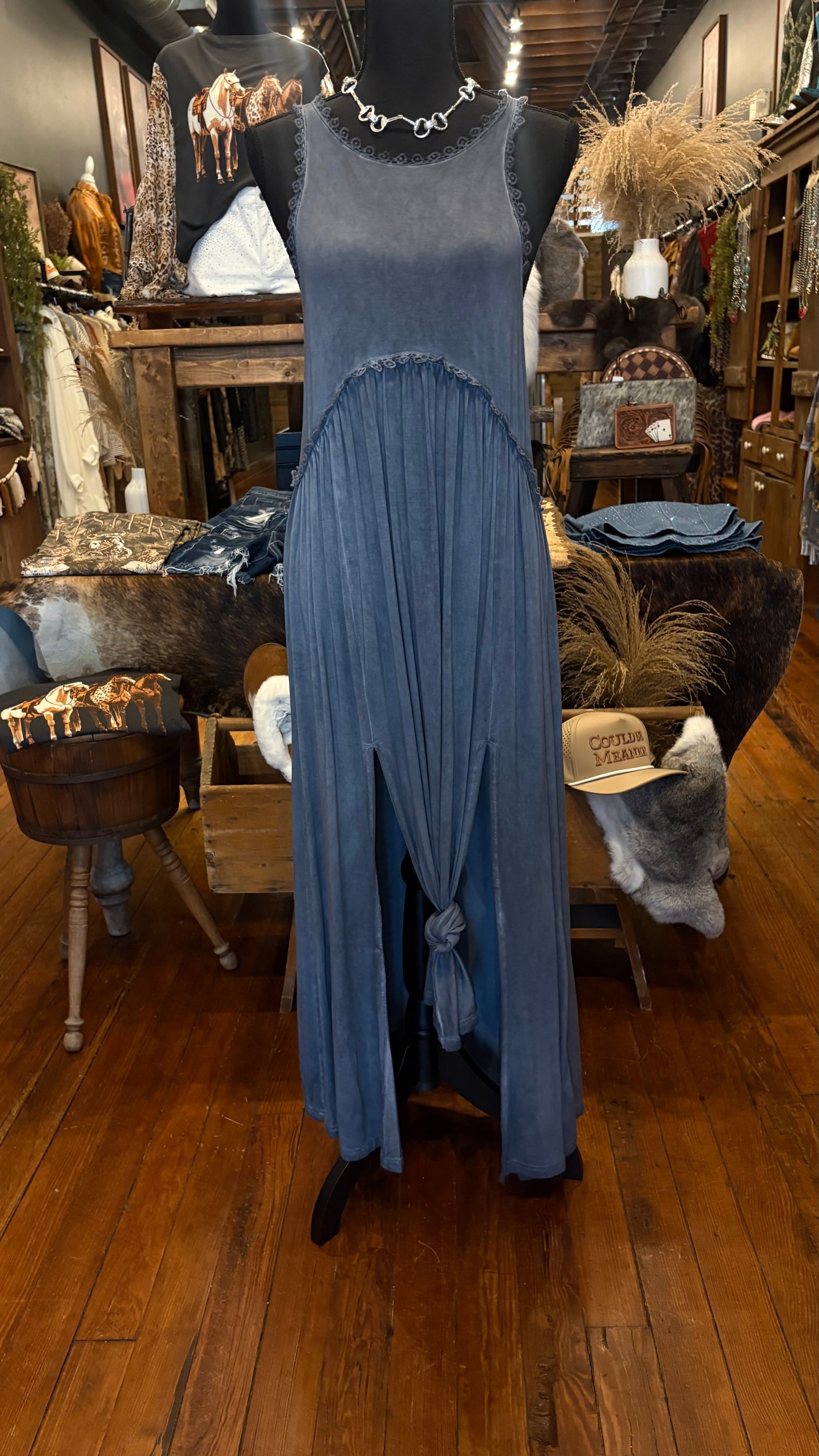 Mountain Mist – Dusty Blue Maxi Dress