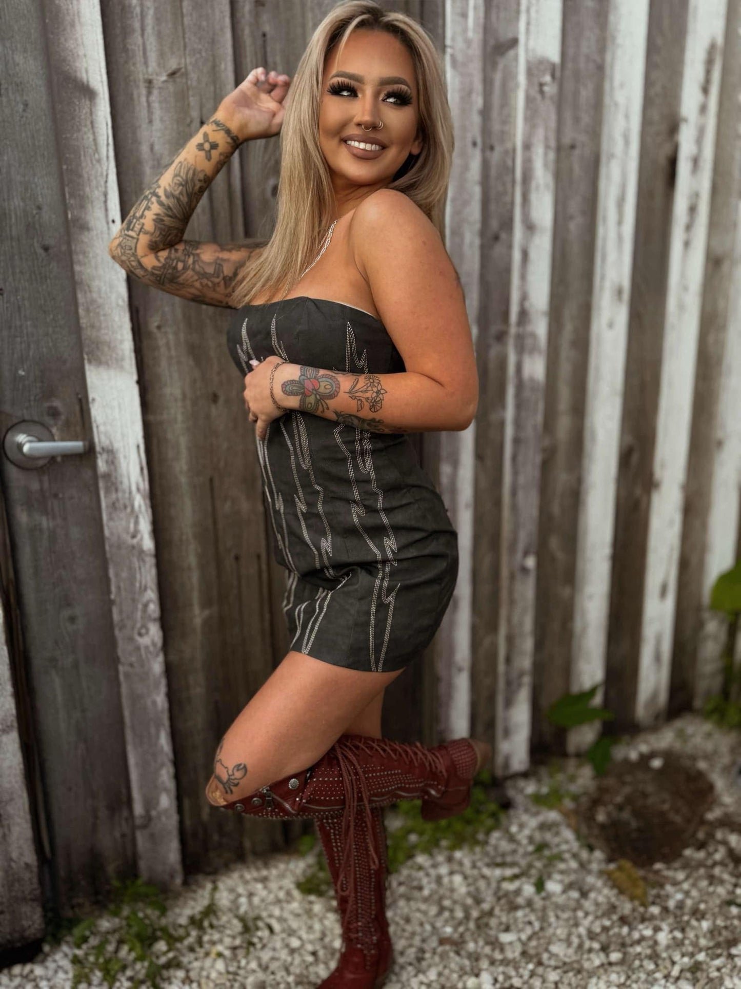 Boot Stitch Babe - Black Dress