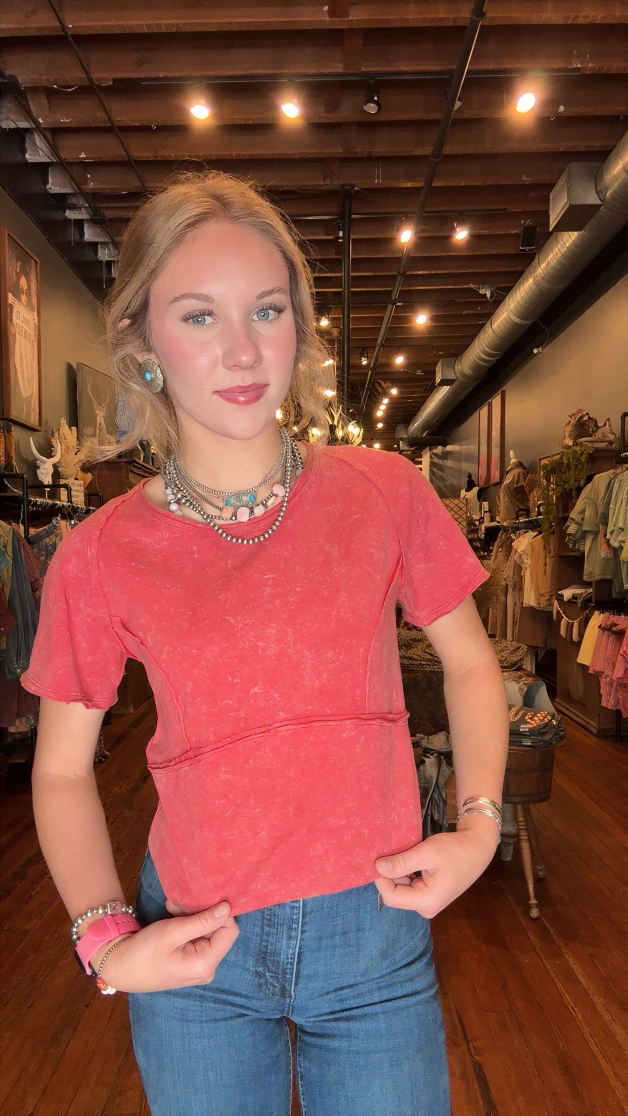 Twisted Cherry – Acid Wash Crop Top