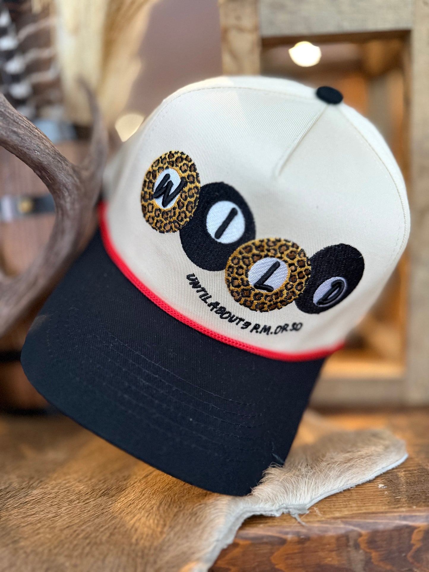 A Little Wild - Black/Natural Embroidered Hat