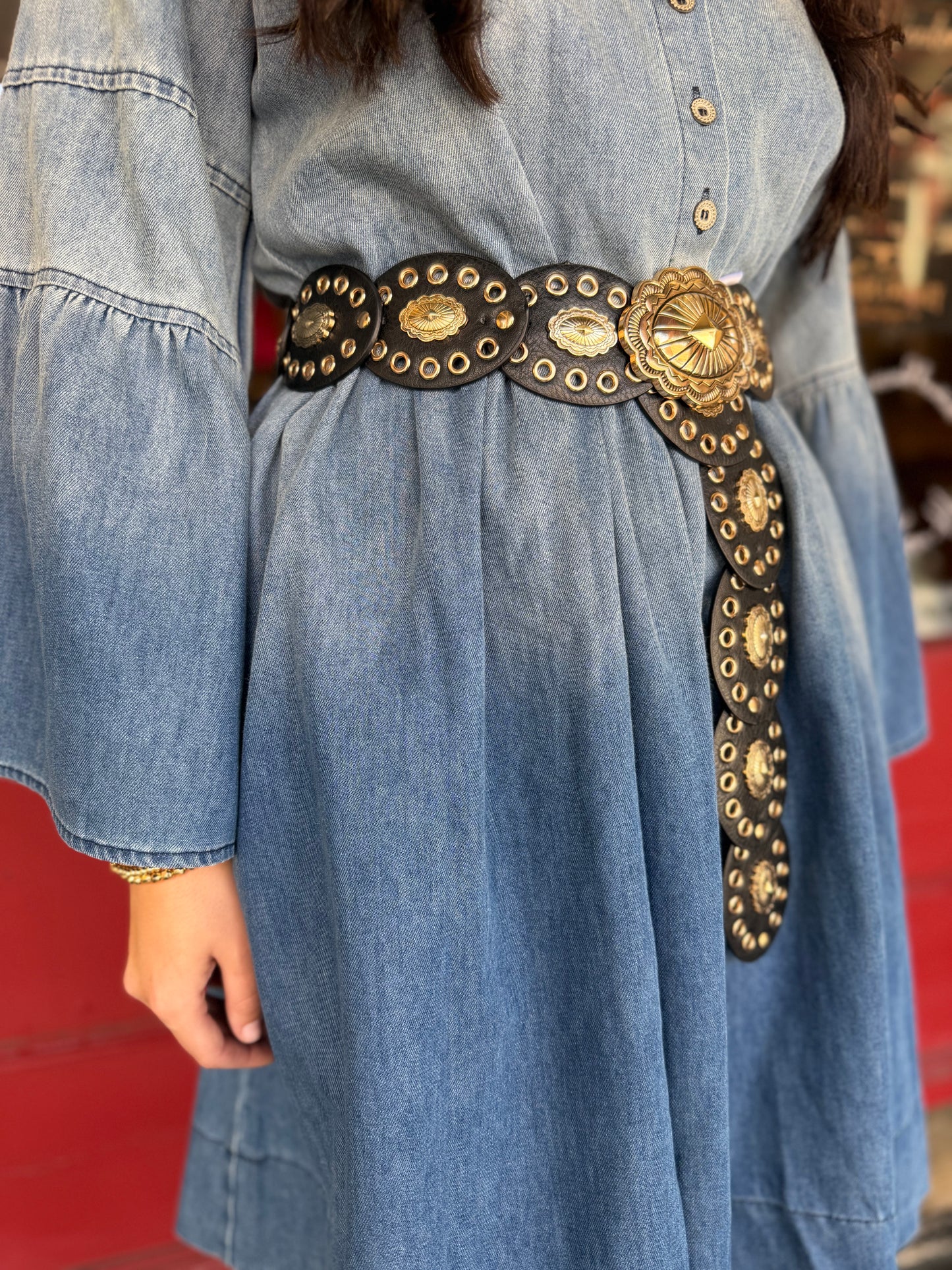 Country Belle – Denim Bell Sleeve Dress