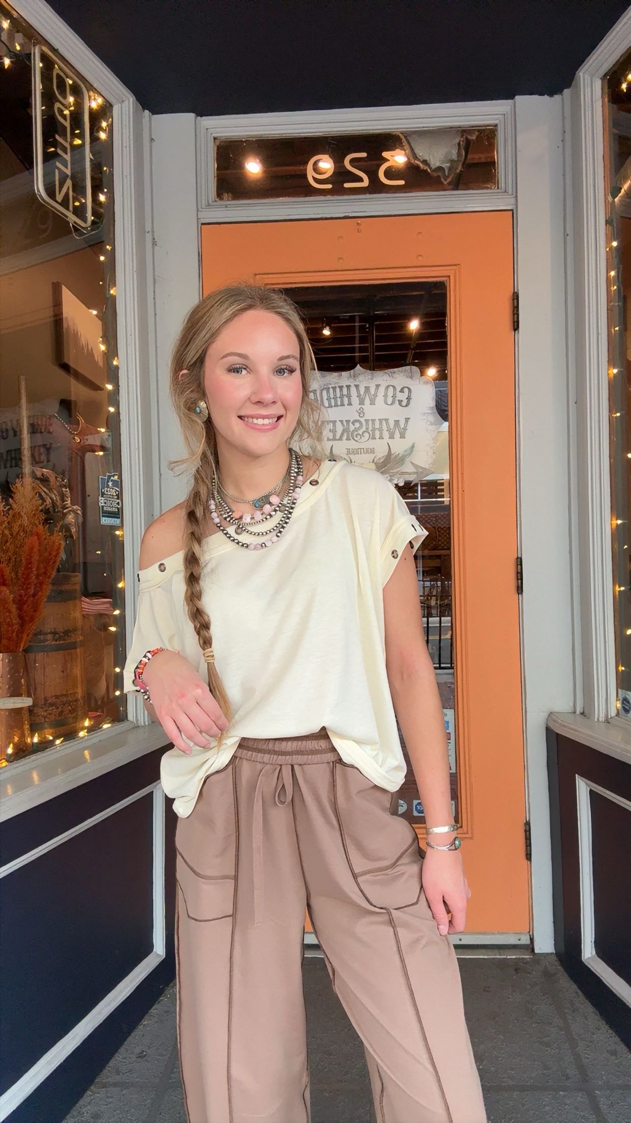 Rustic Rivets – Cream Top