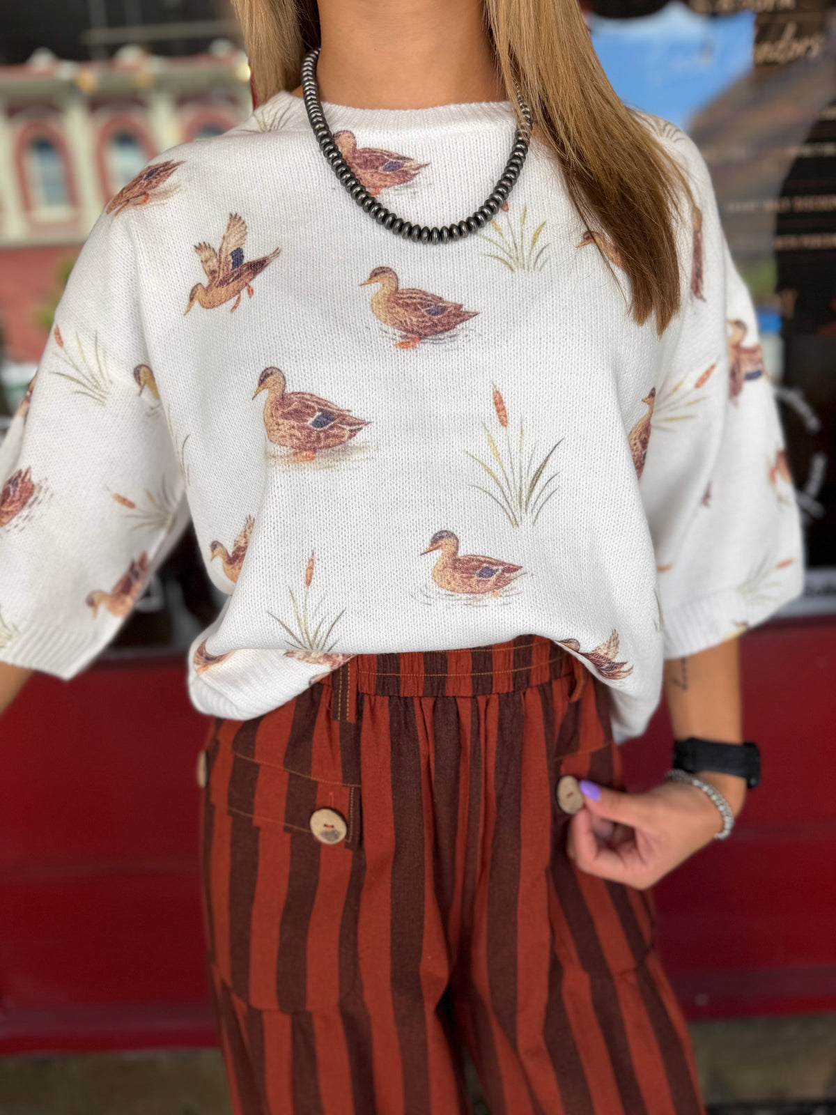 Mallard Landing – Ivory Sweater Top