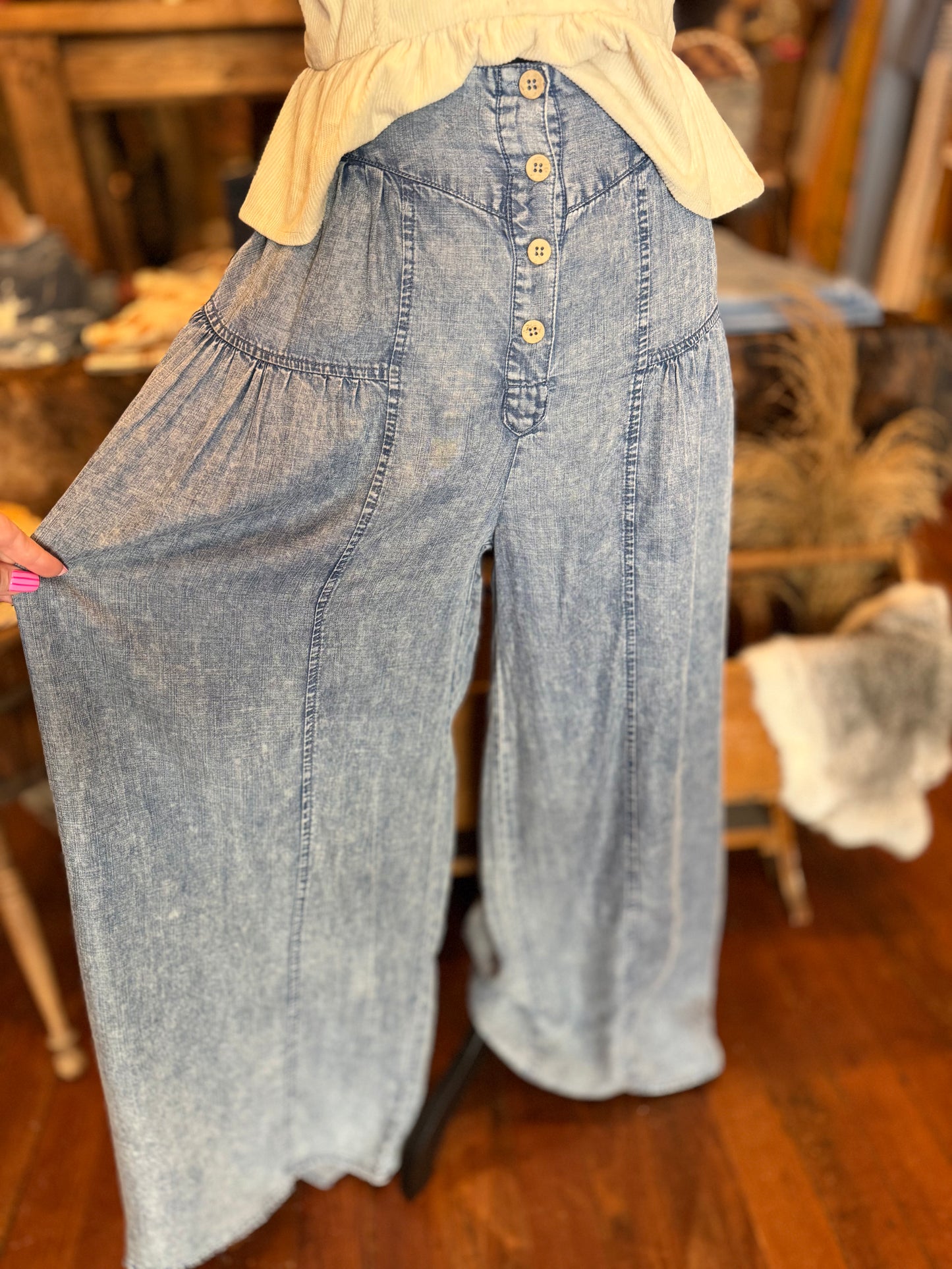 Out West Blues – Denim Button Pants