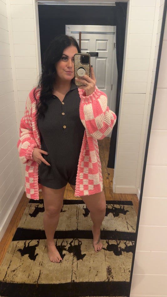 Campfire Cotton - Grey Sweater Romper *Doorbuster*