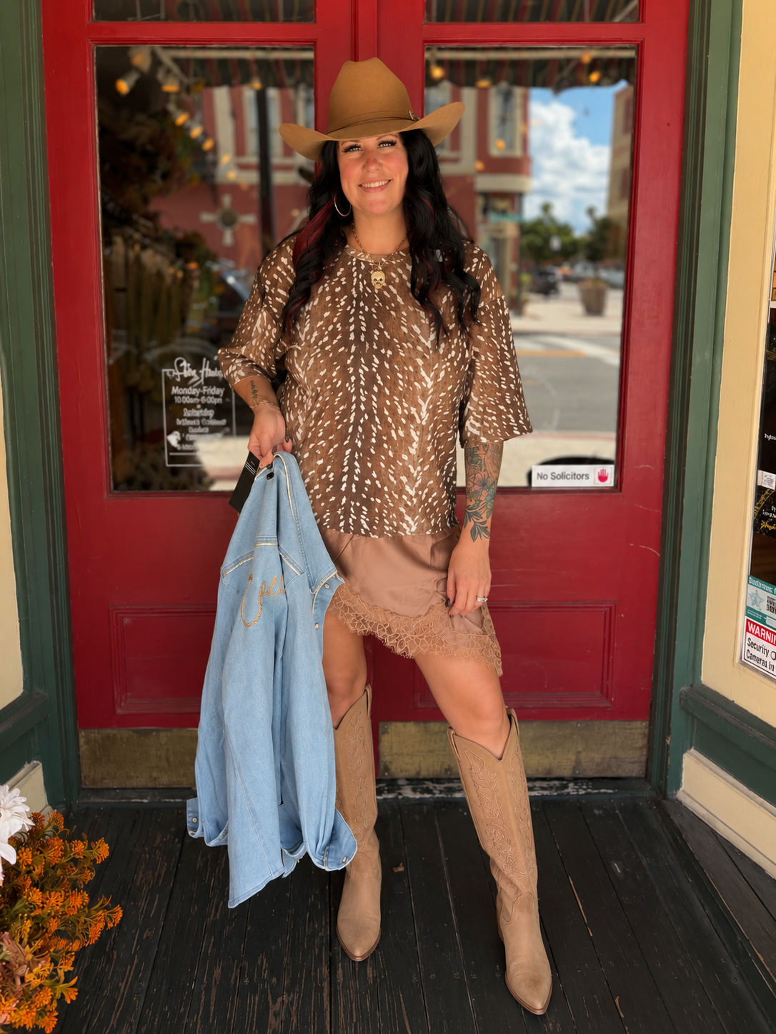 Fawn to Be Wild – Satin Lace Trim Top