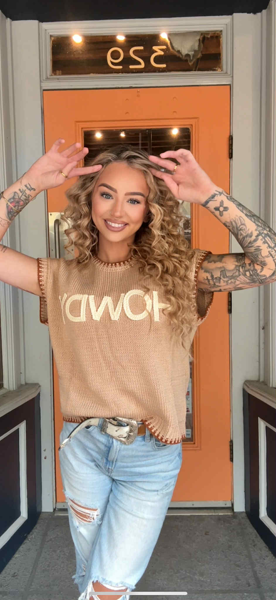 Urban Howdy Thread - Tan Knit Sweater