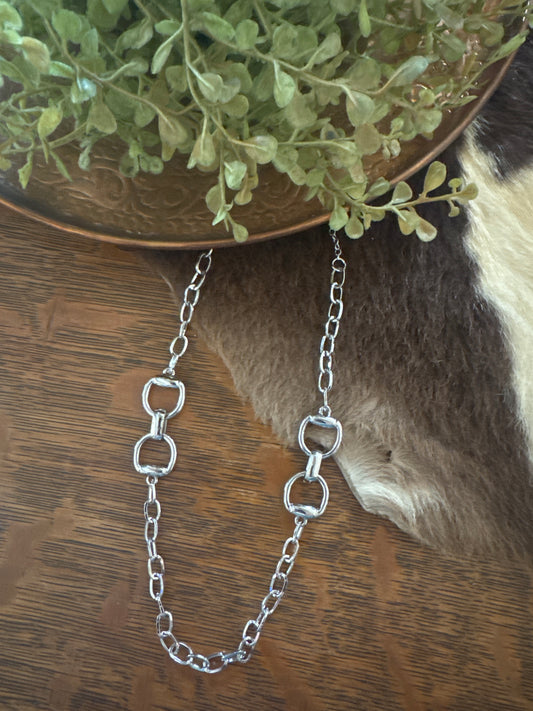 Double Snaffle - Silver Necklace