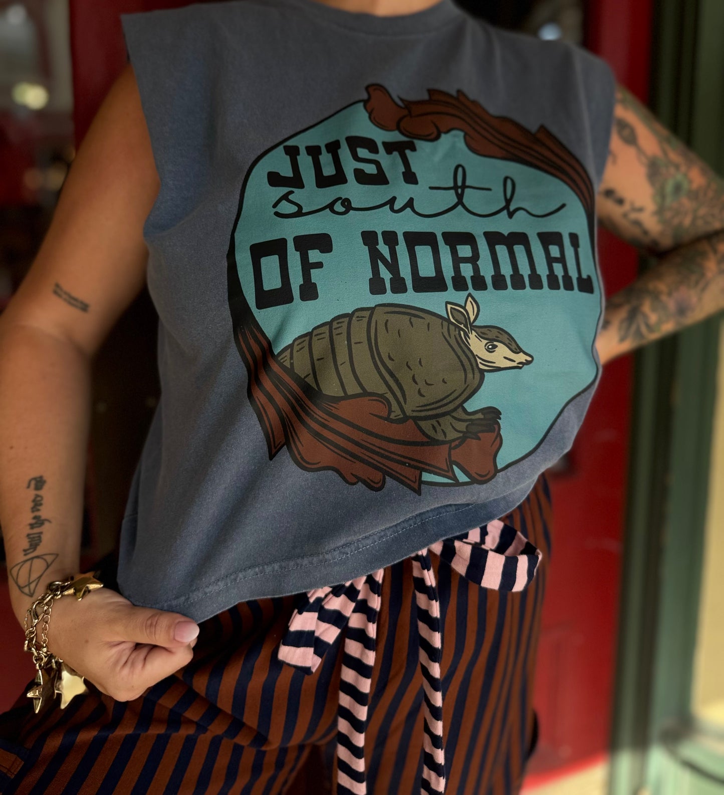 South of Normal – Navy Armadillo Muscle Tee