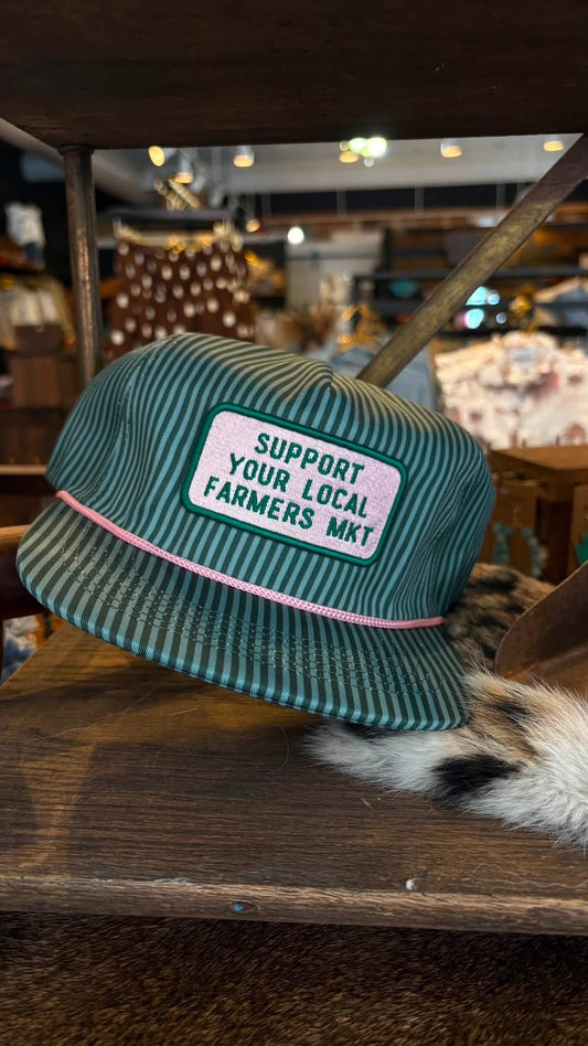 Farmers Market - Pink & Green W/ Stripes Hat